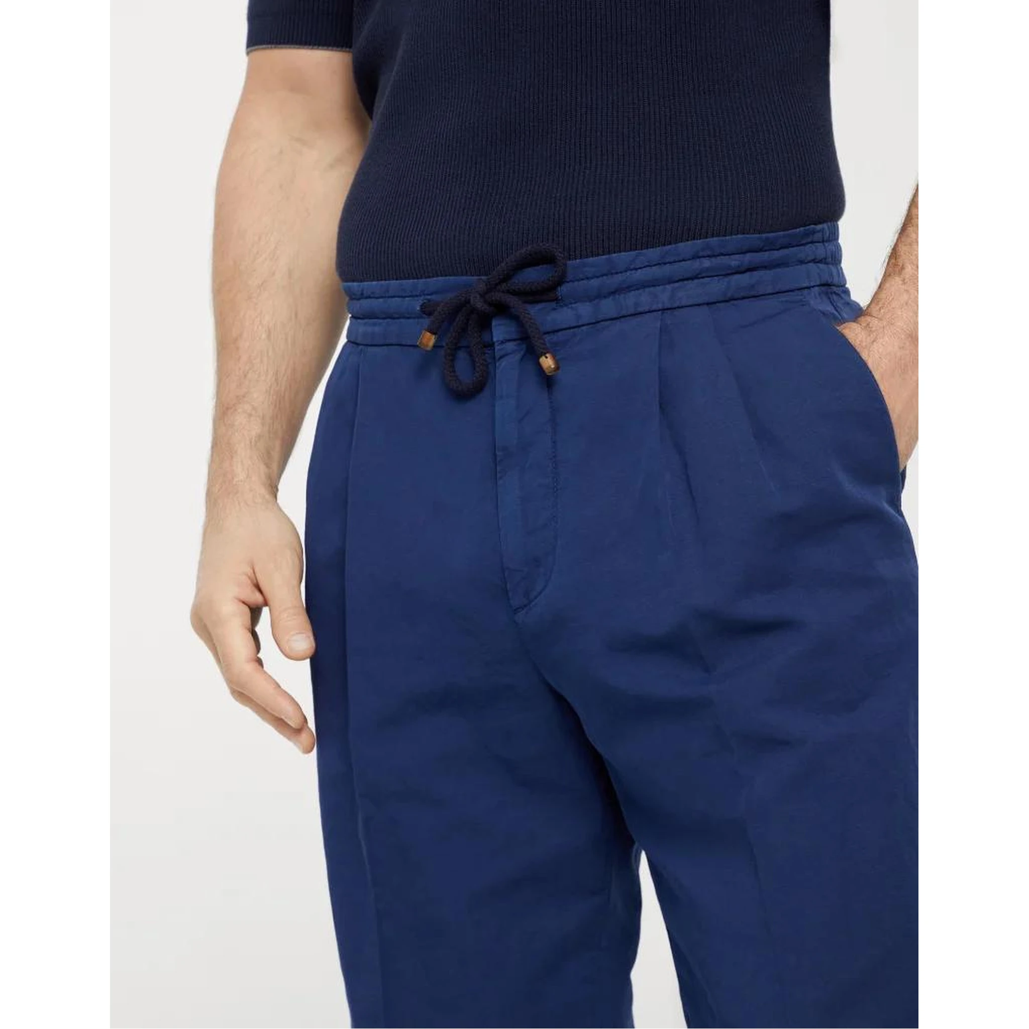 Blue Linen Casual Pants