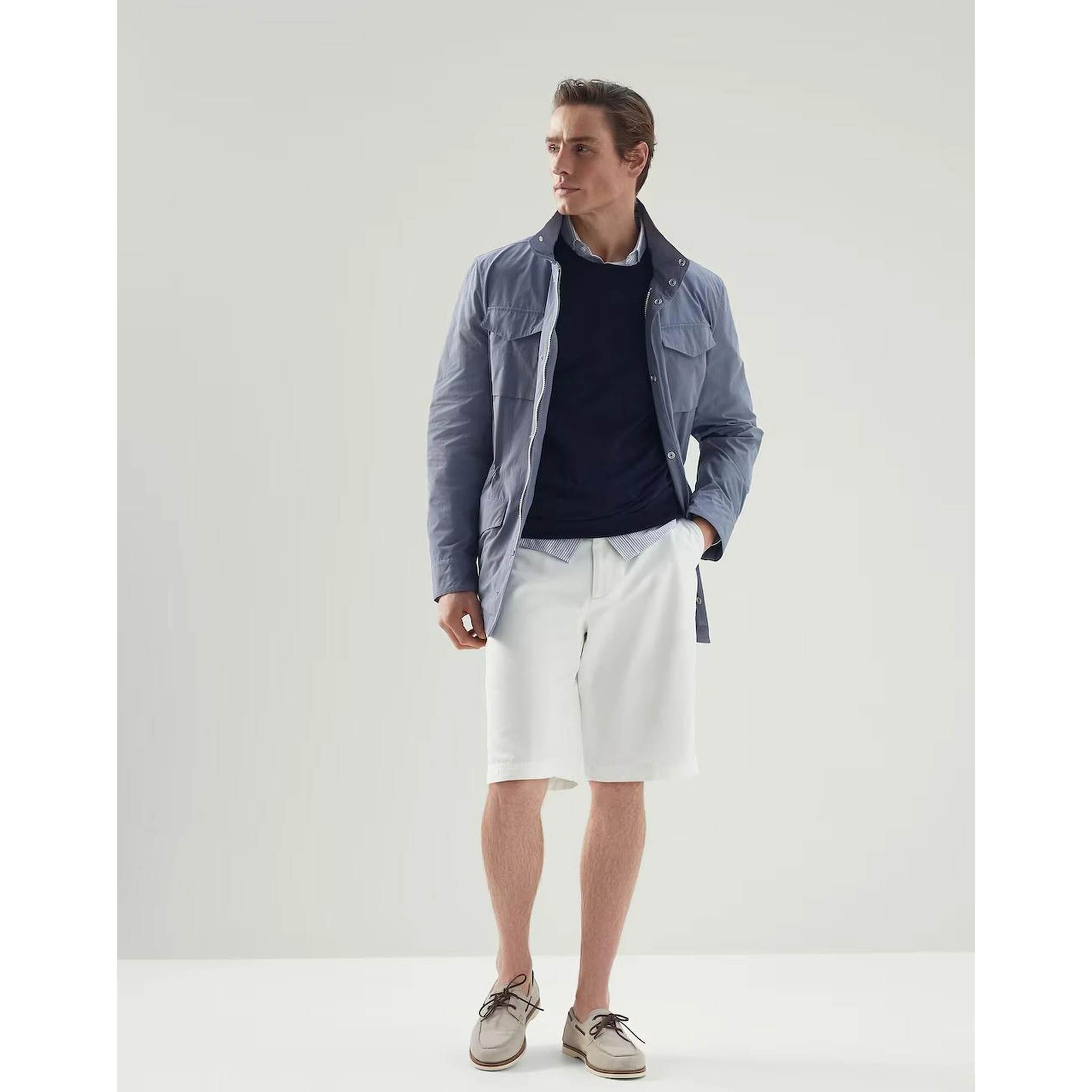 White Cotton Bermuda Shorts