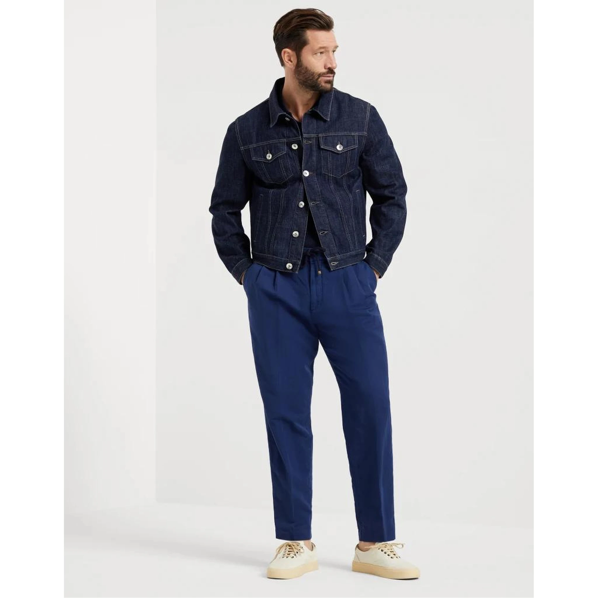 Blue Linen Casual Pants