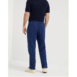 Blue Linen Casual Pants