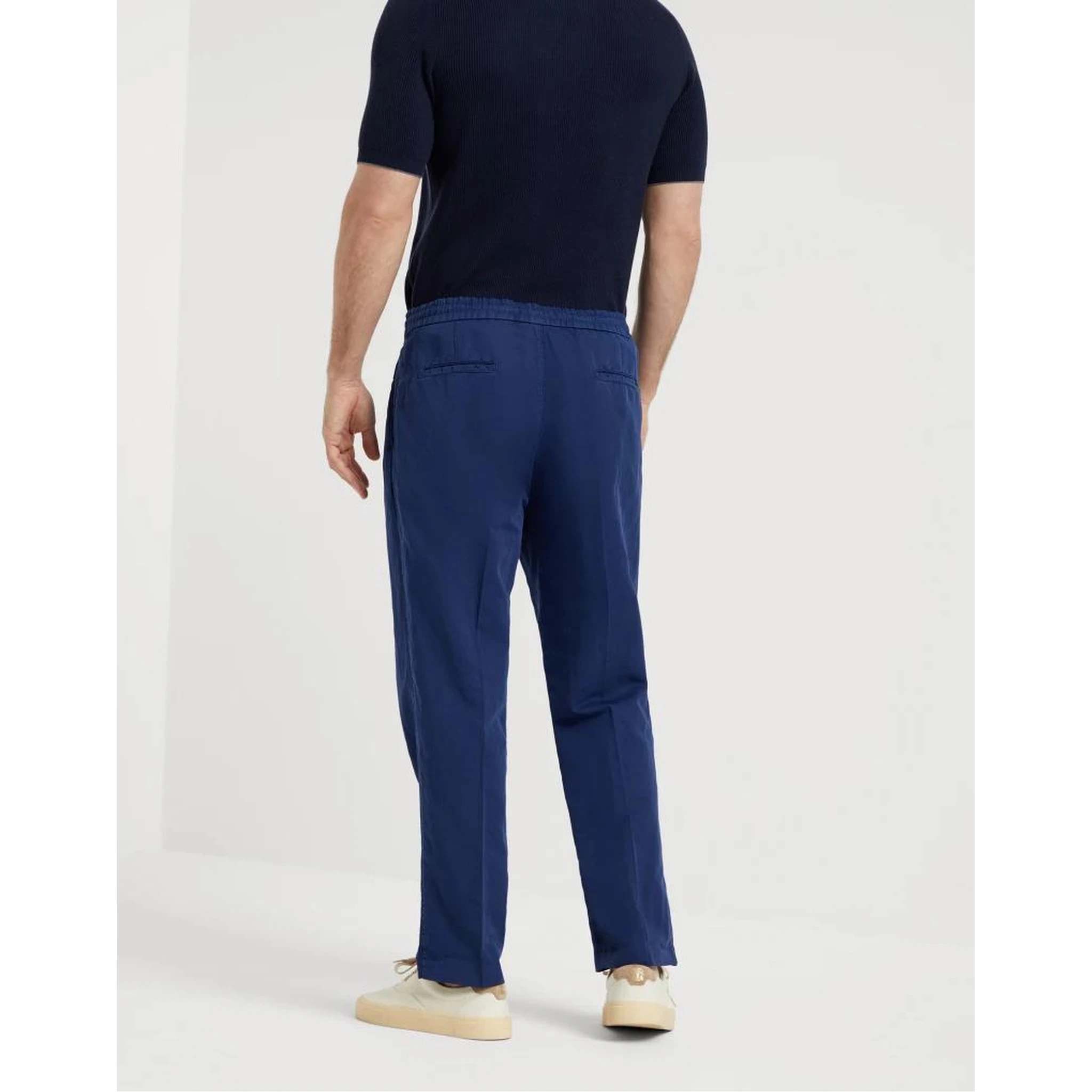 Blue Linen Casual Pants