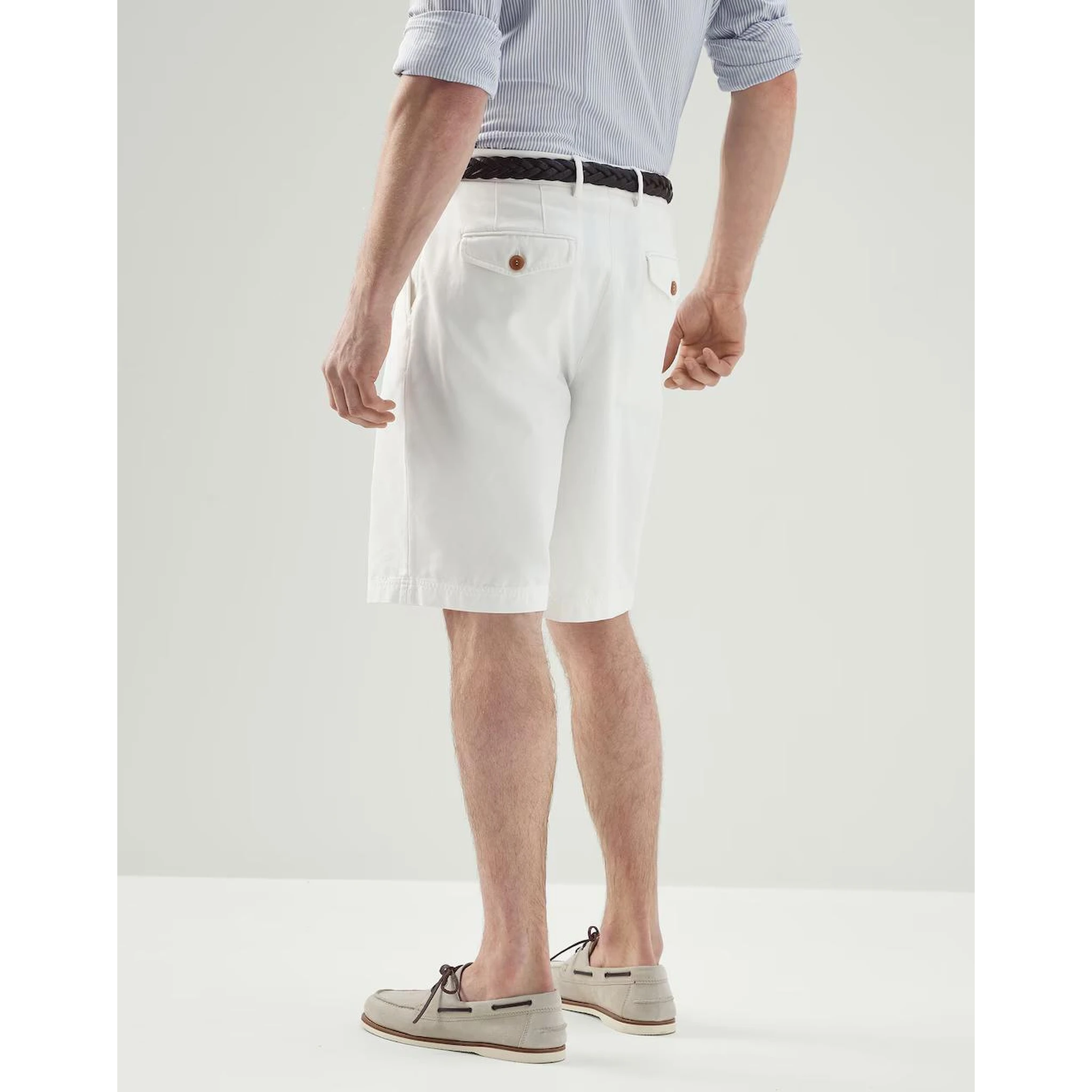 White Cotton Bermuda Shorts
