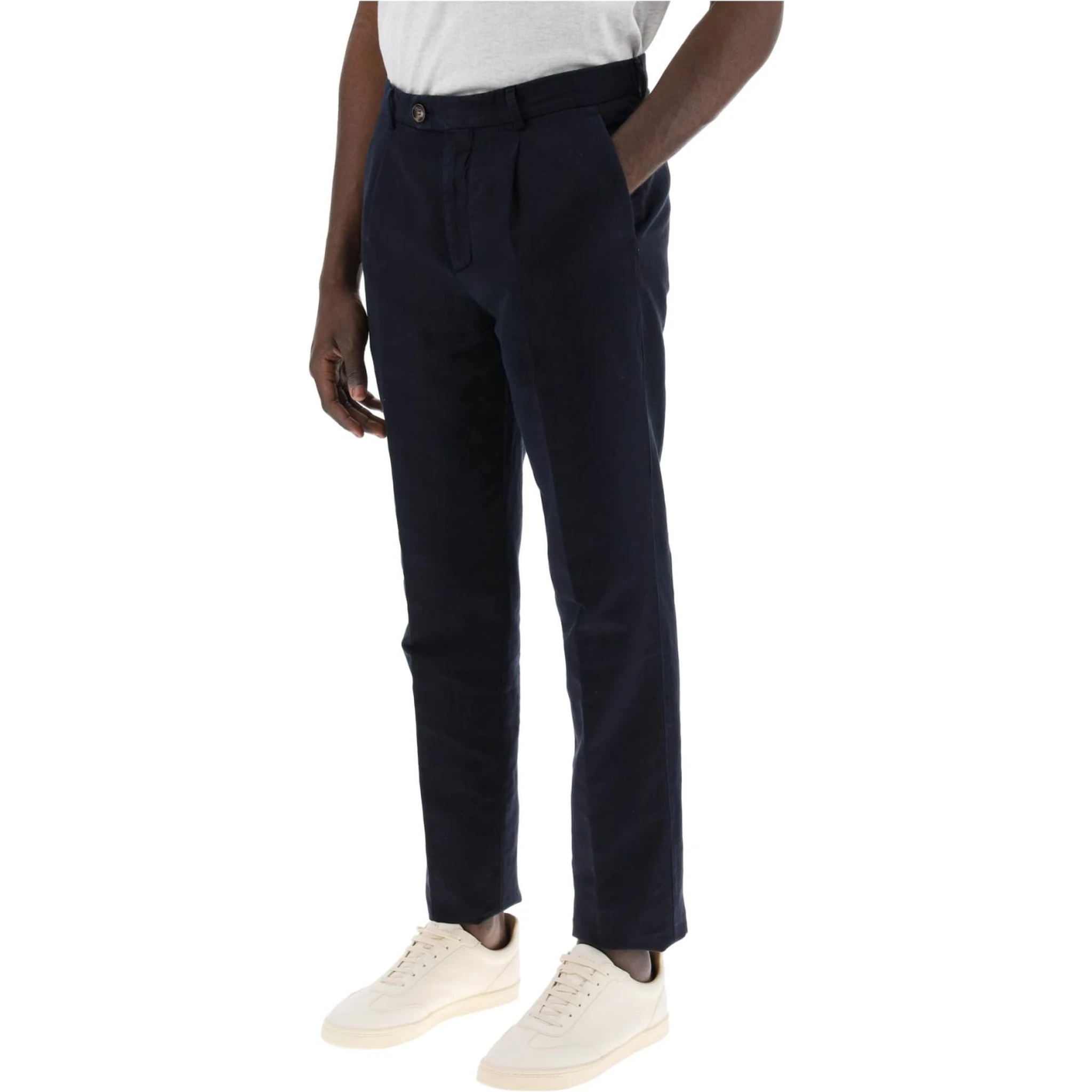 Blue Linen Casual Pants