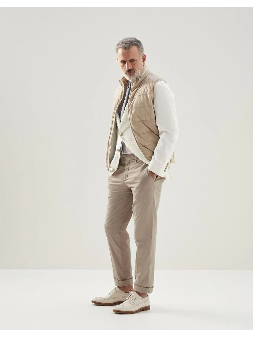 Orange Cotton Casual Pants