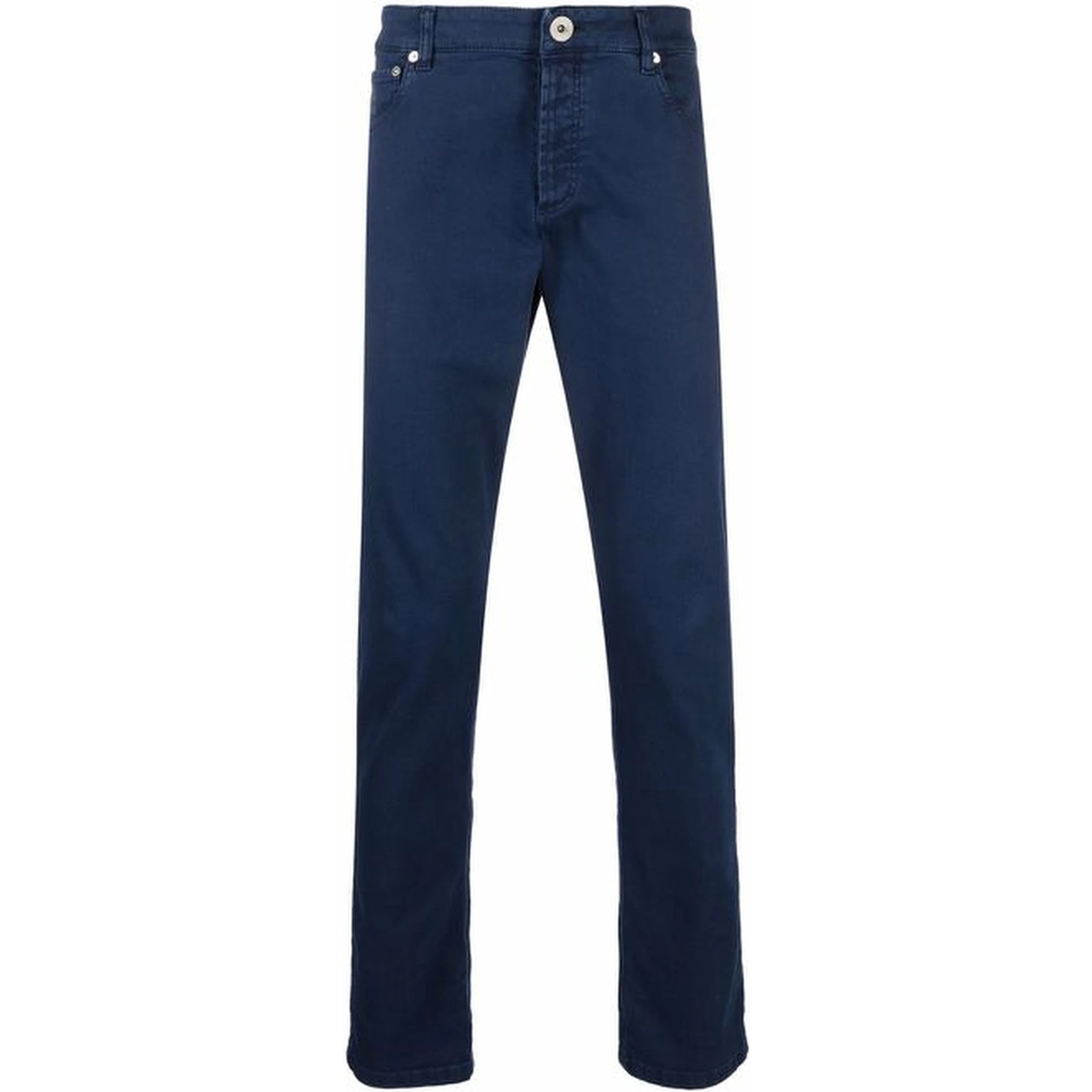 Blue Cotton Casual Pants