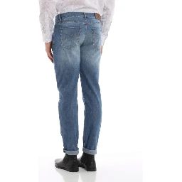 Blue Cotton Straight-Leg Jeans