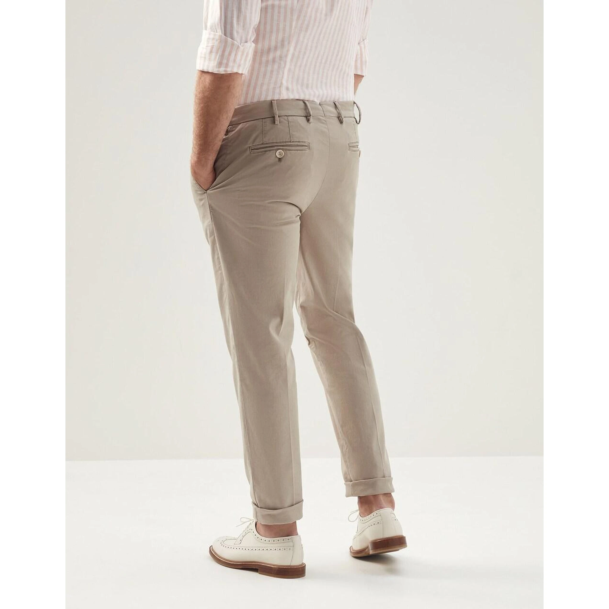 Orange Cotton Casual Pants