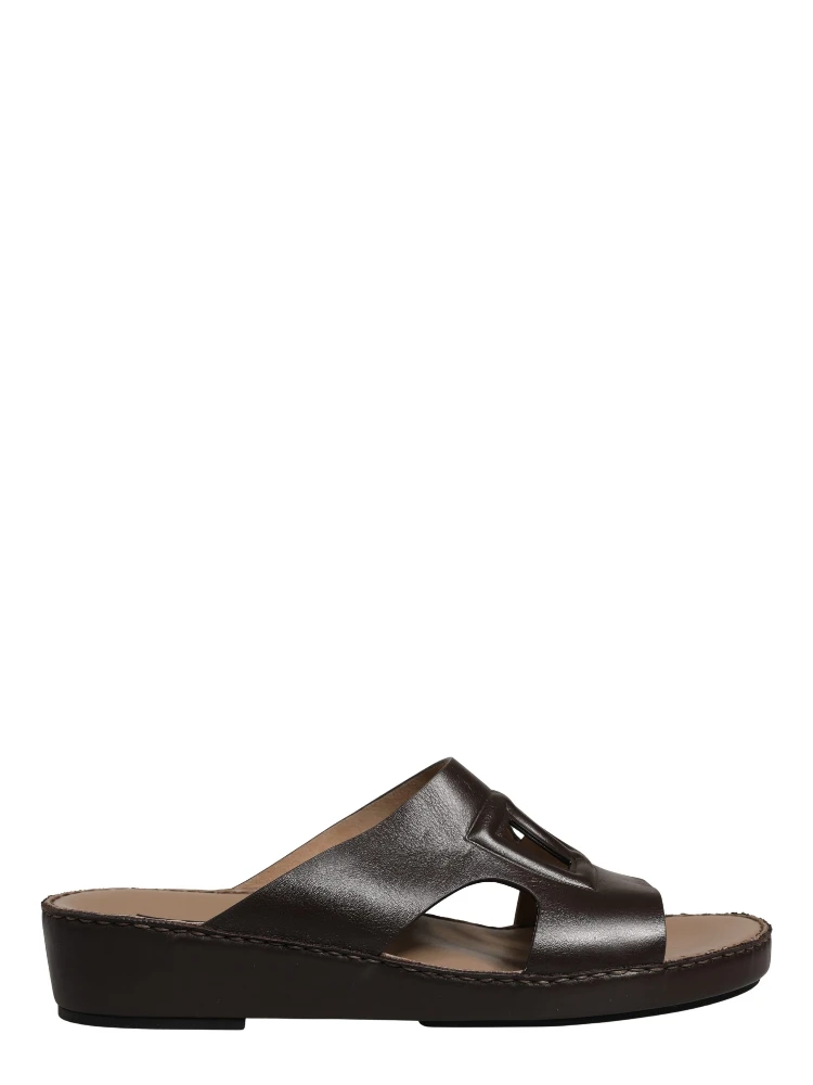 Brown Leather Cutout DG Logo Sandals Shoes alternative