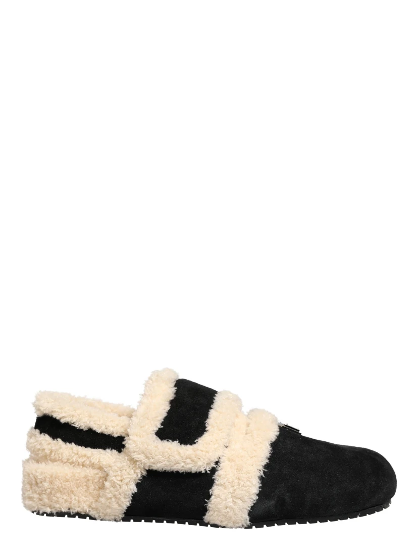 Beige Black Faux Fur Flats Men Sandals Shoes