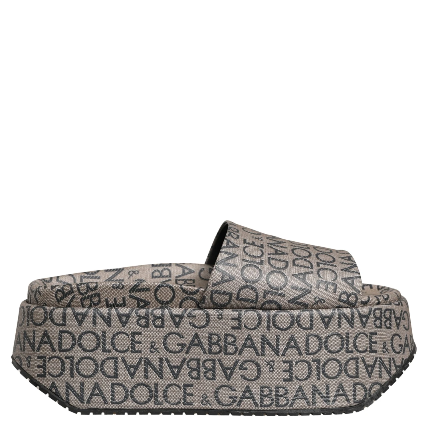 Gray Leather Monogram Logo Sandals Shoes