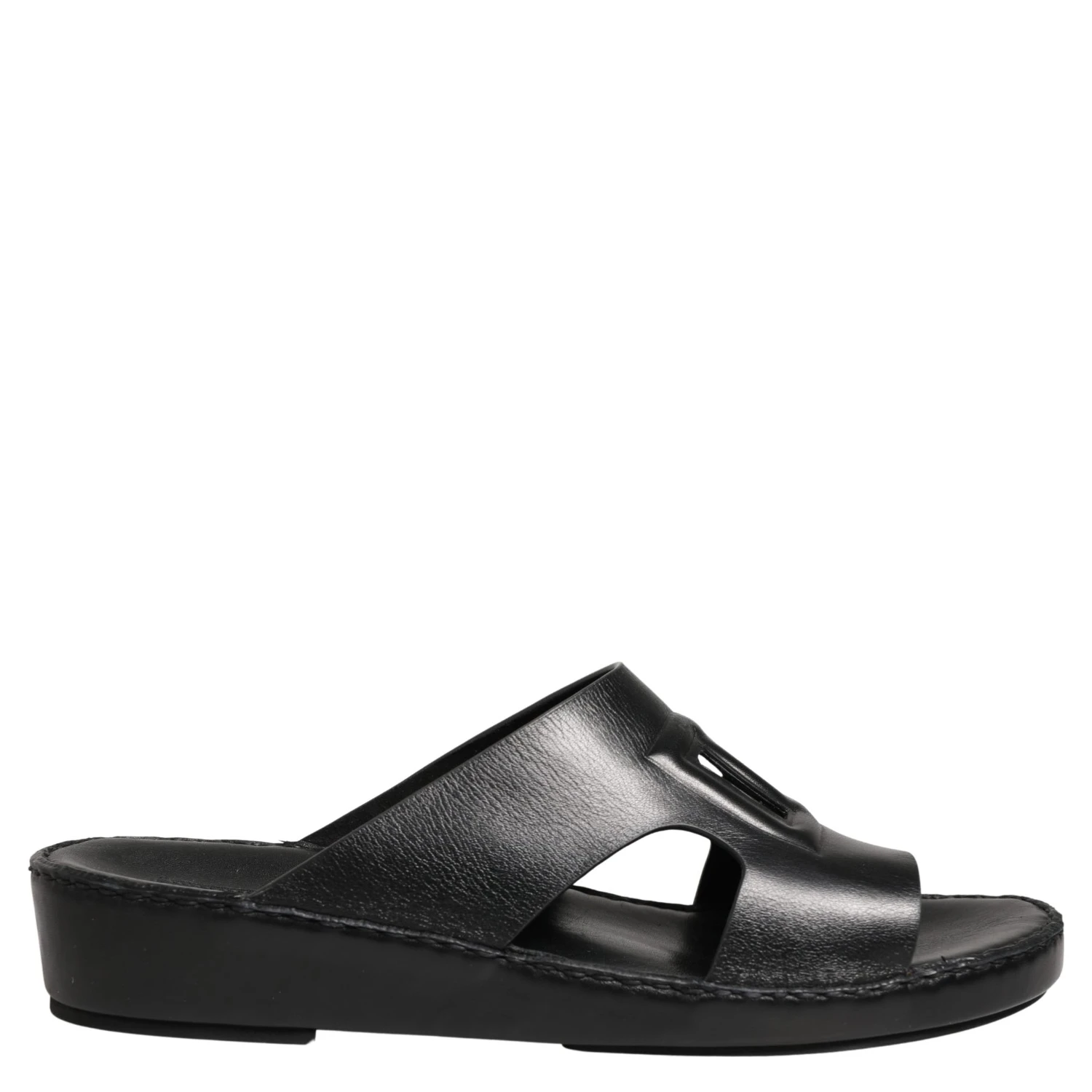 Black Leather Cutout DG Logo Sandals Shoes