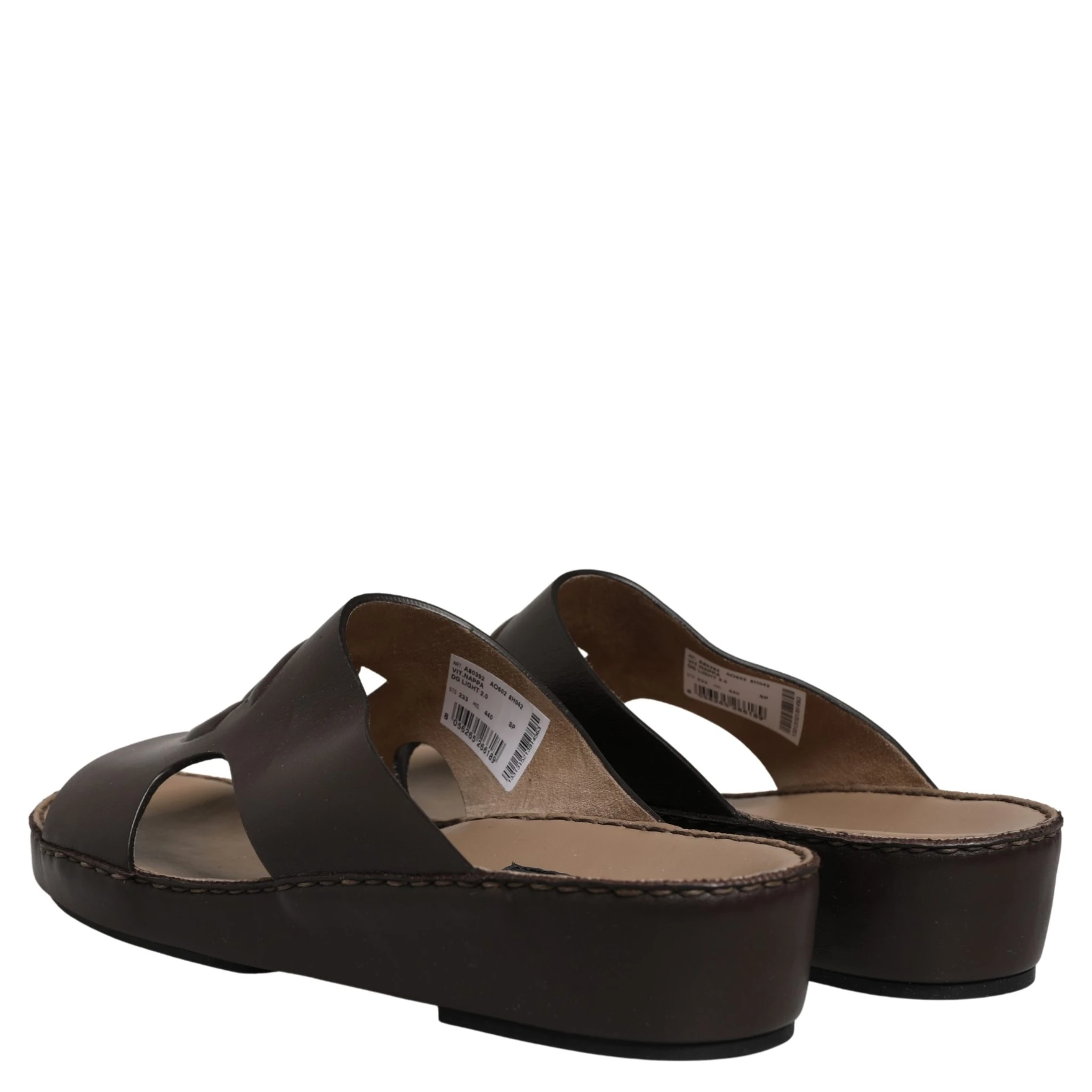 Brown Leather Cutout DG Logo Sandals Shoes
