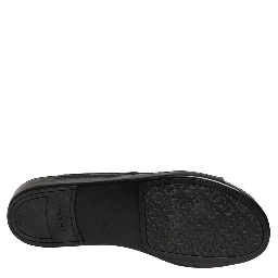 Black Leather Cutout DG Logo Sandals Shoes