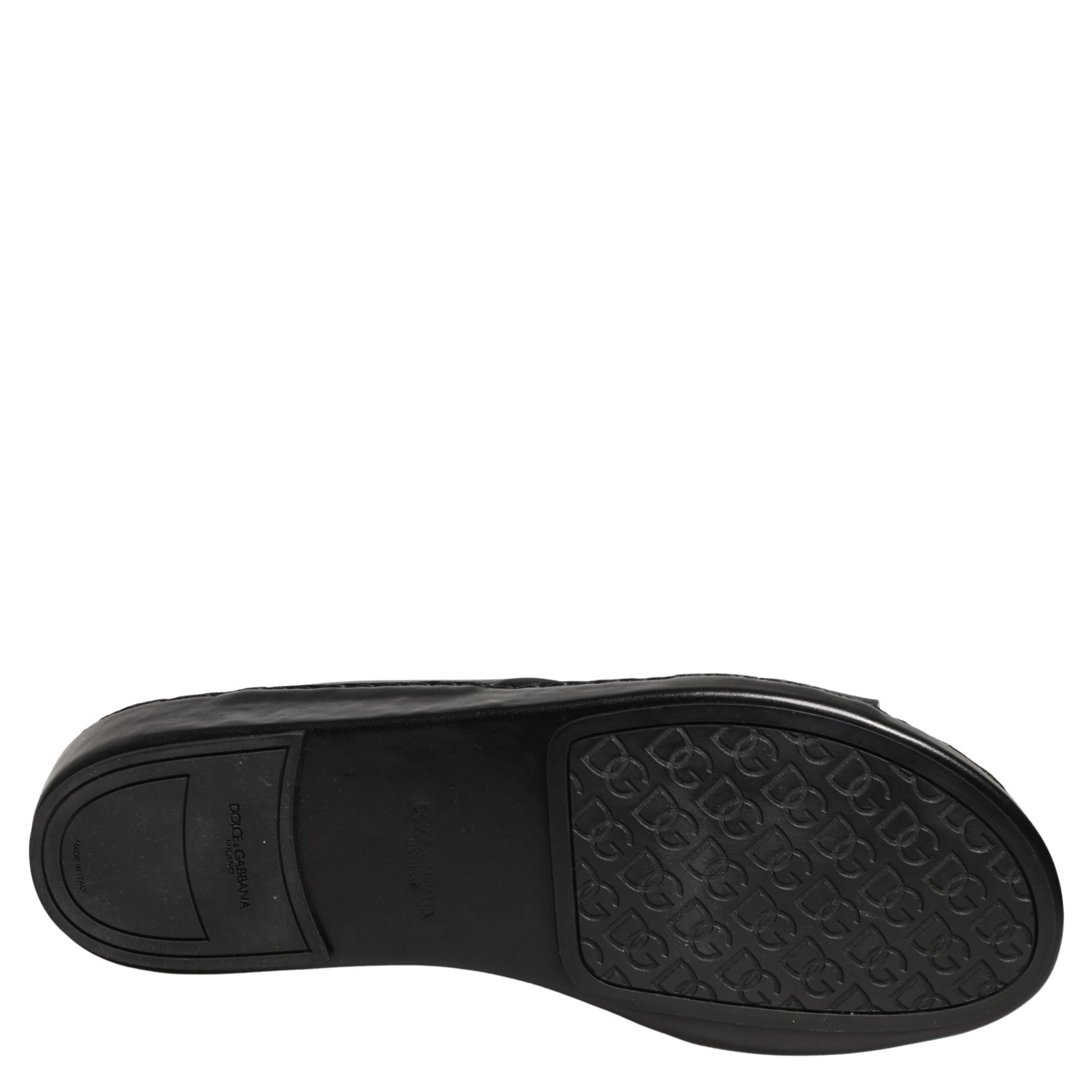 Black Leather Cutout DG Logo Sandals Shoes