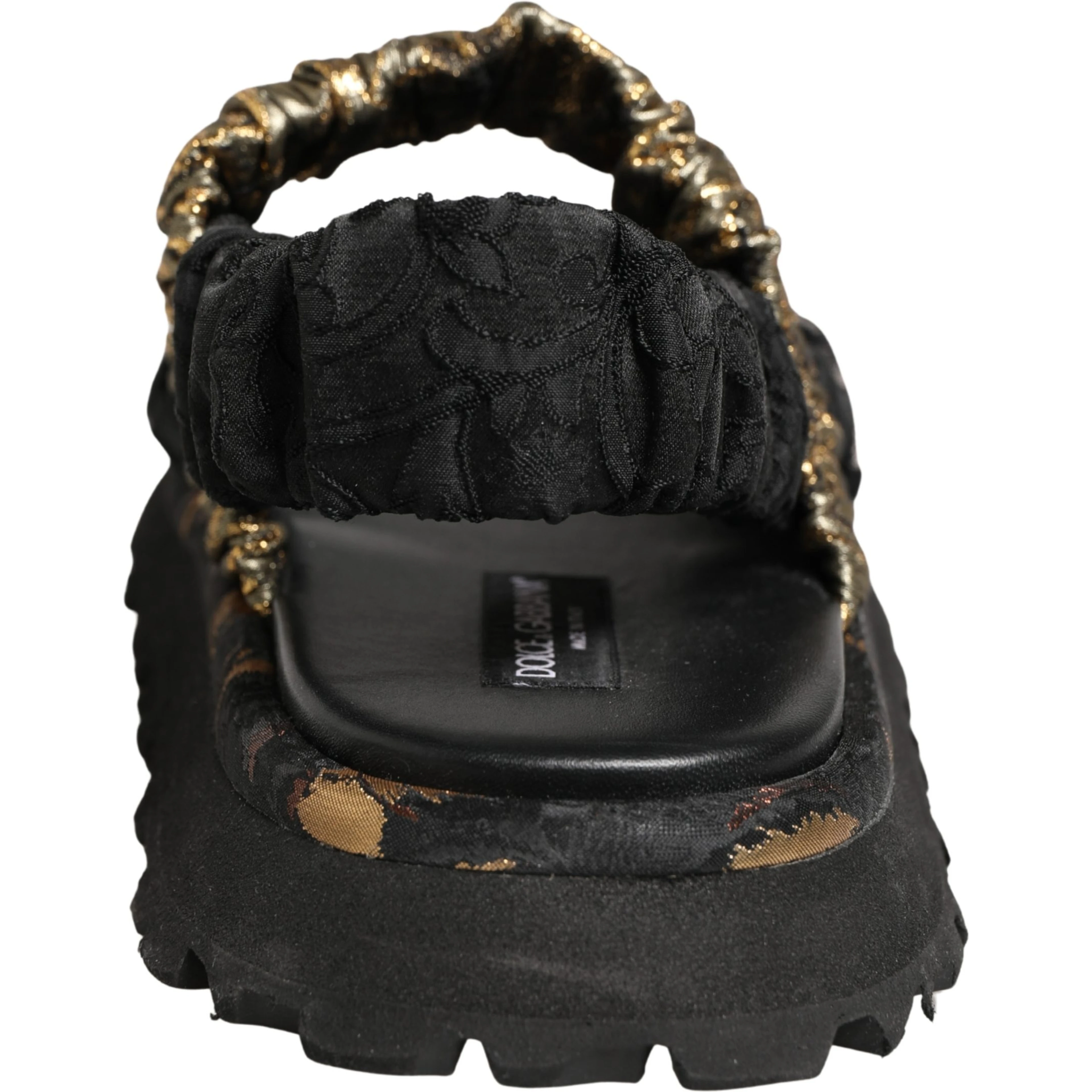 Black Ruching Detail Flats Men Sandals Shoes