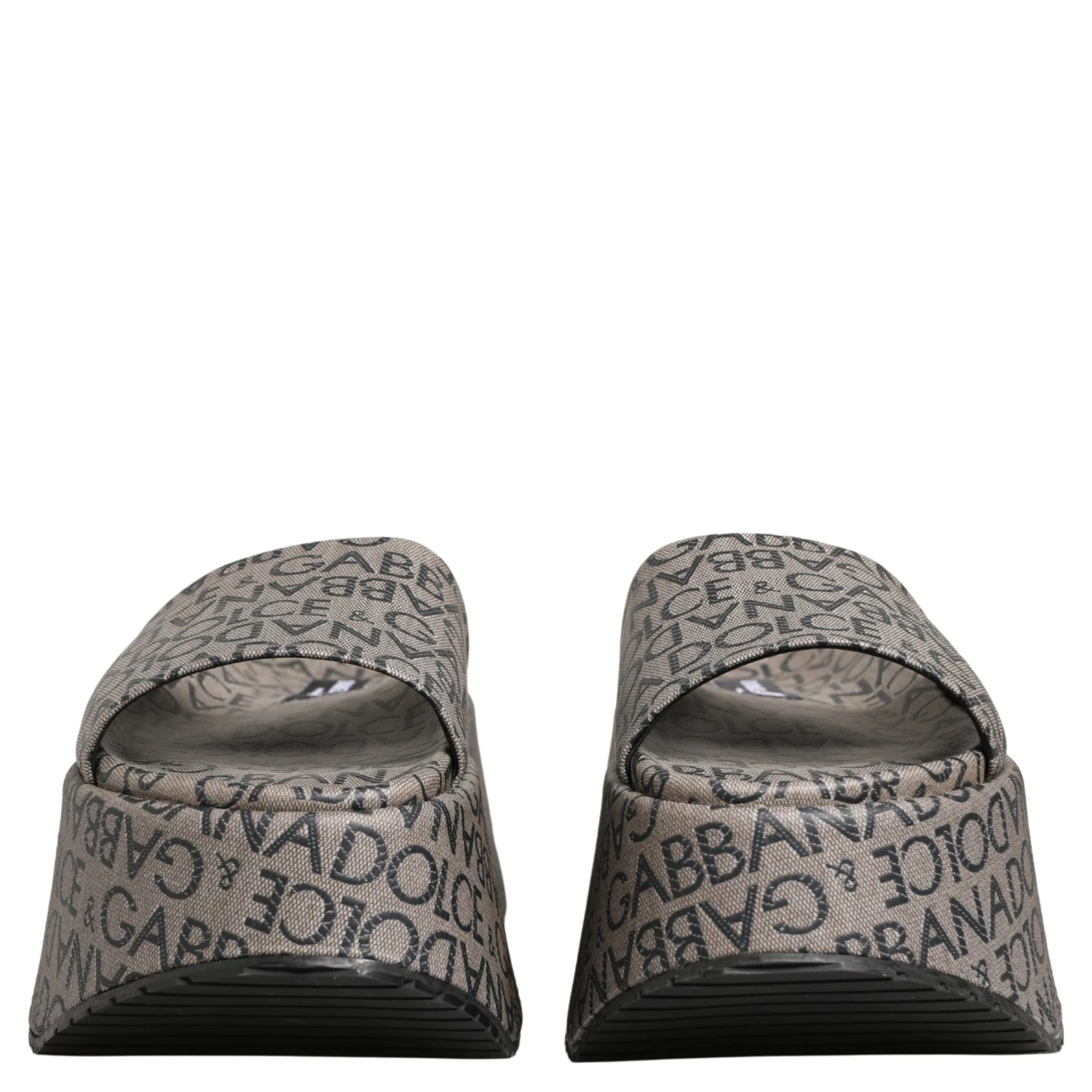 Gray Leather Monogram Logo Sandals Shoes