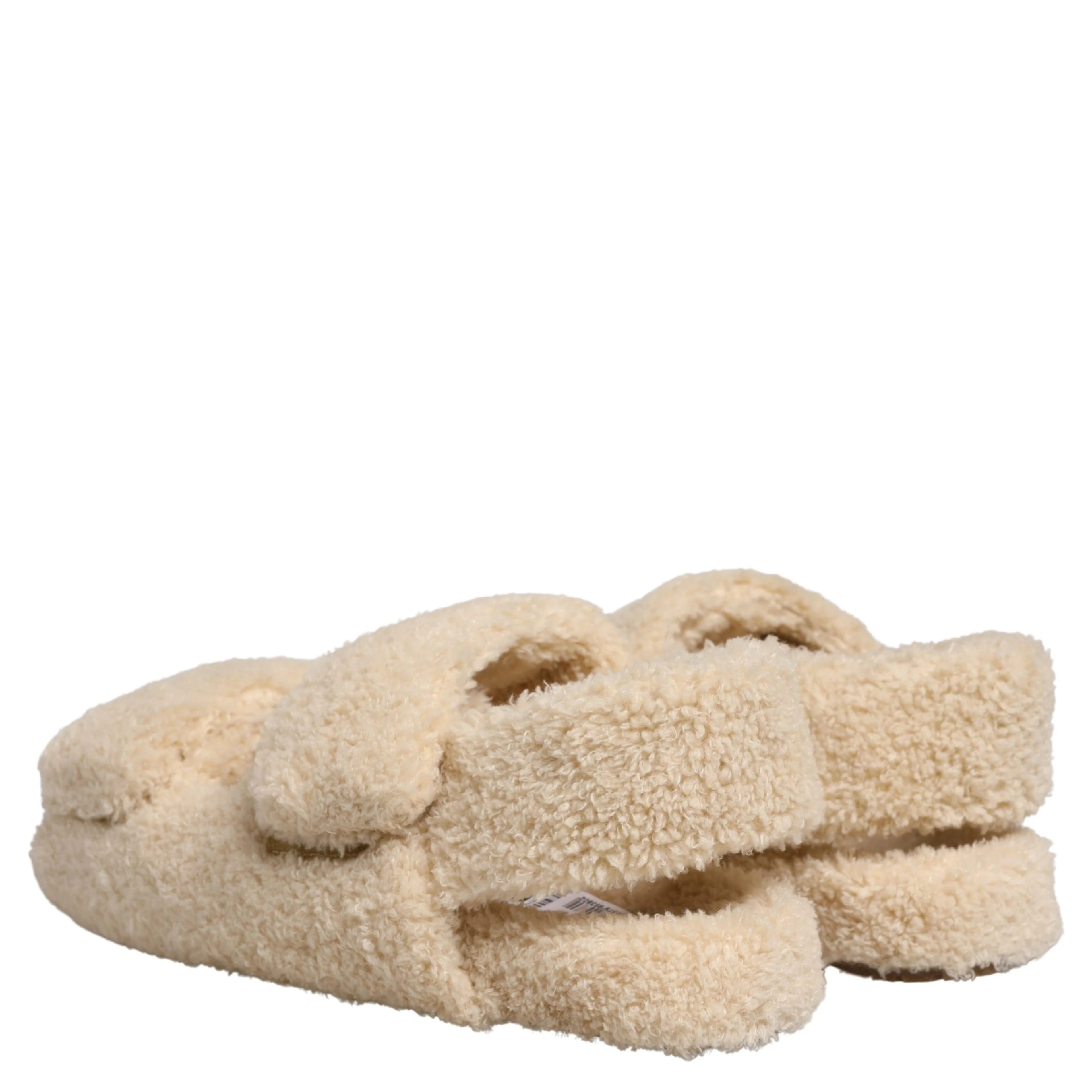 Beige Faux Fur Slides Men Flats Sandals Shoes
