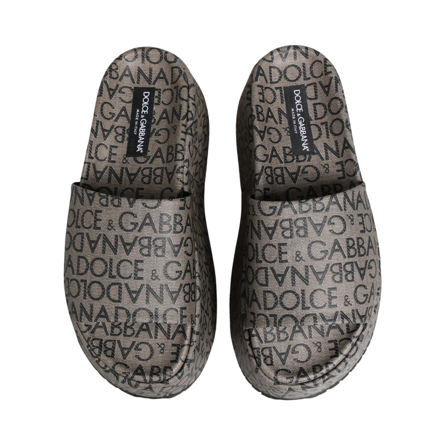 Gray Leather Monogram Logo Sandals Shoes