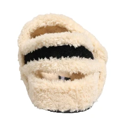 Beige Black Faux Fur Flats Men Sandals Shoes