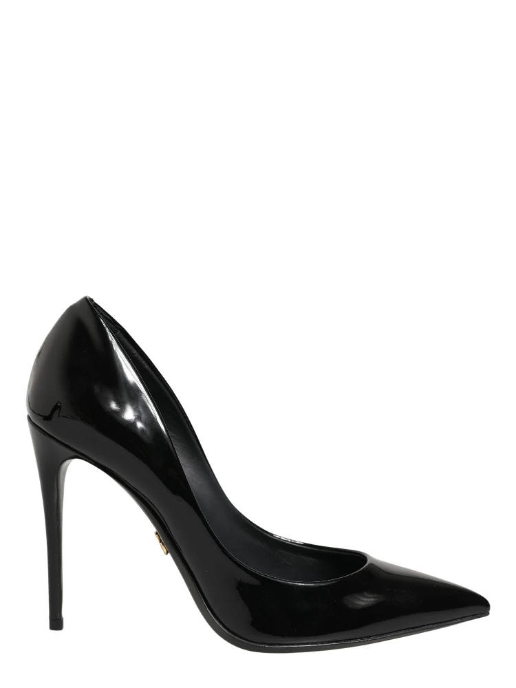 Black Calf Leather Stiletto Heels Pumps Shoes