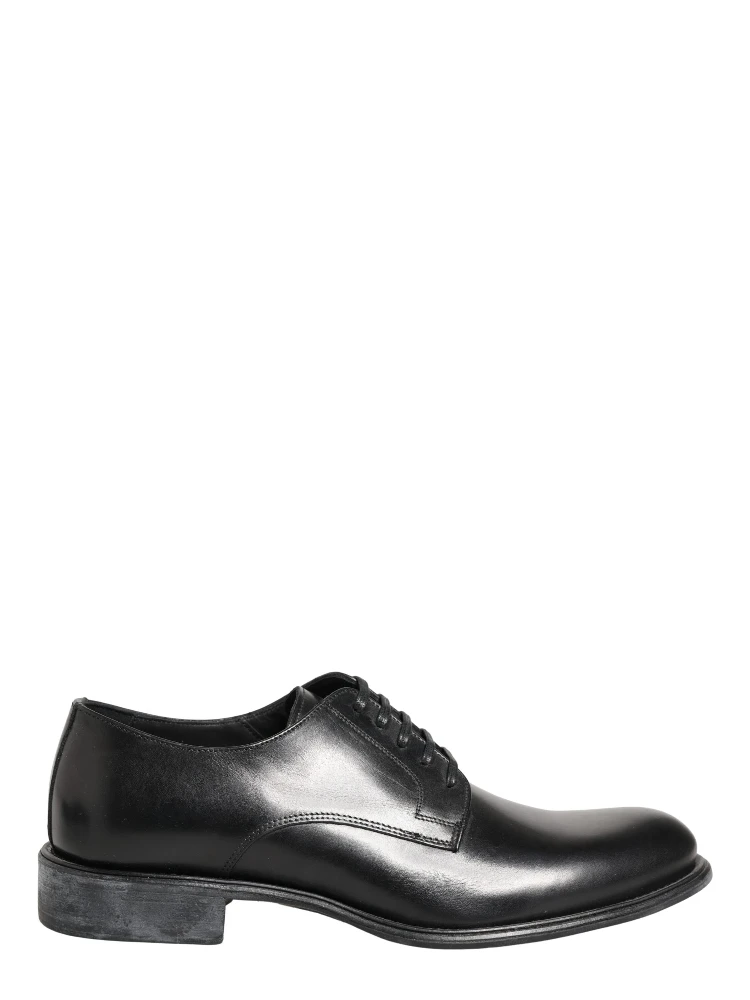 Black Calfskin Leather Derby Men Dress Shoes