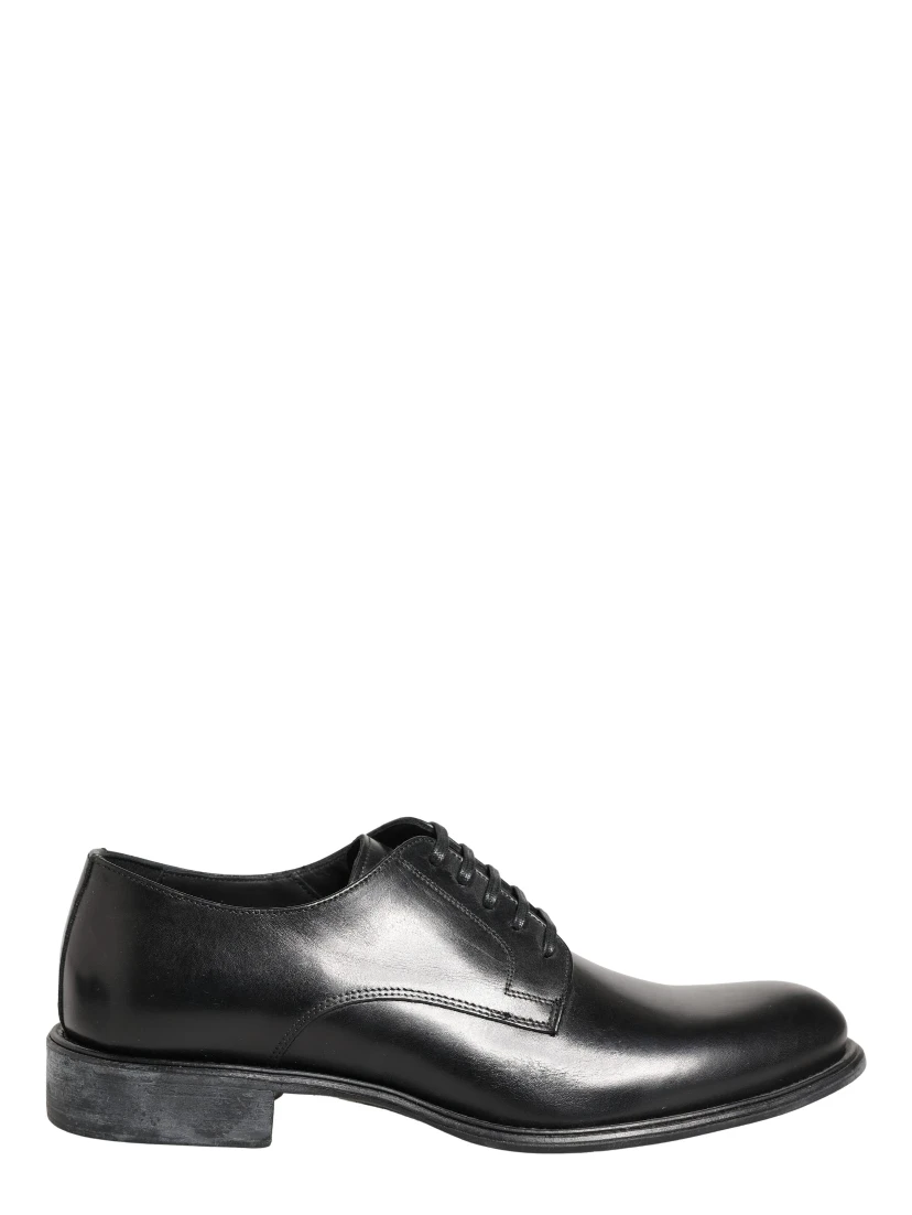 Black Calfskin Leather Derby Men Dress Shoes