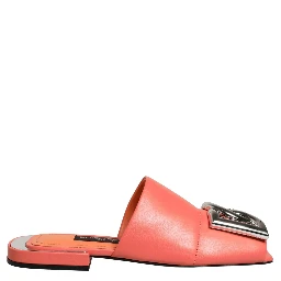 Orange DG Logo Leather Flats Sandals Shoes