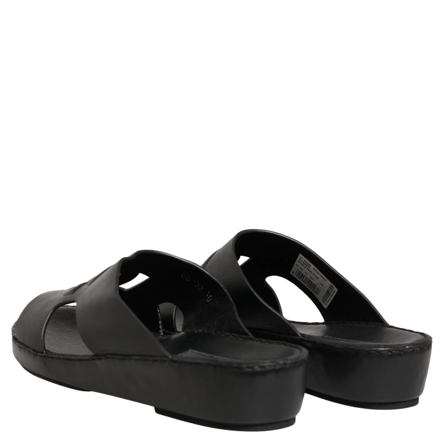 Black Leather Cutout DG Logo Sandals Shoes