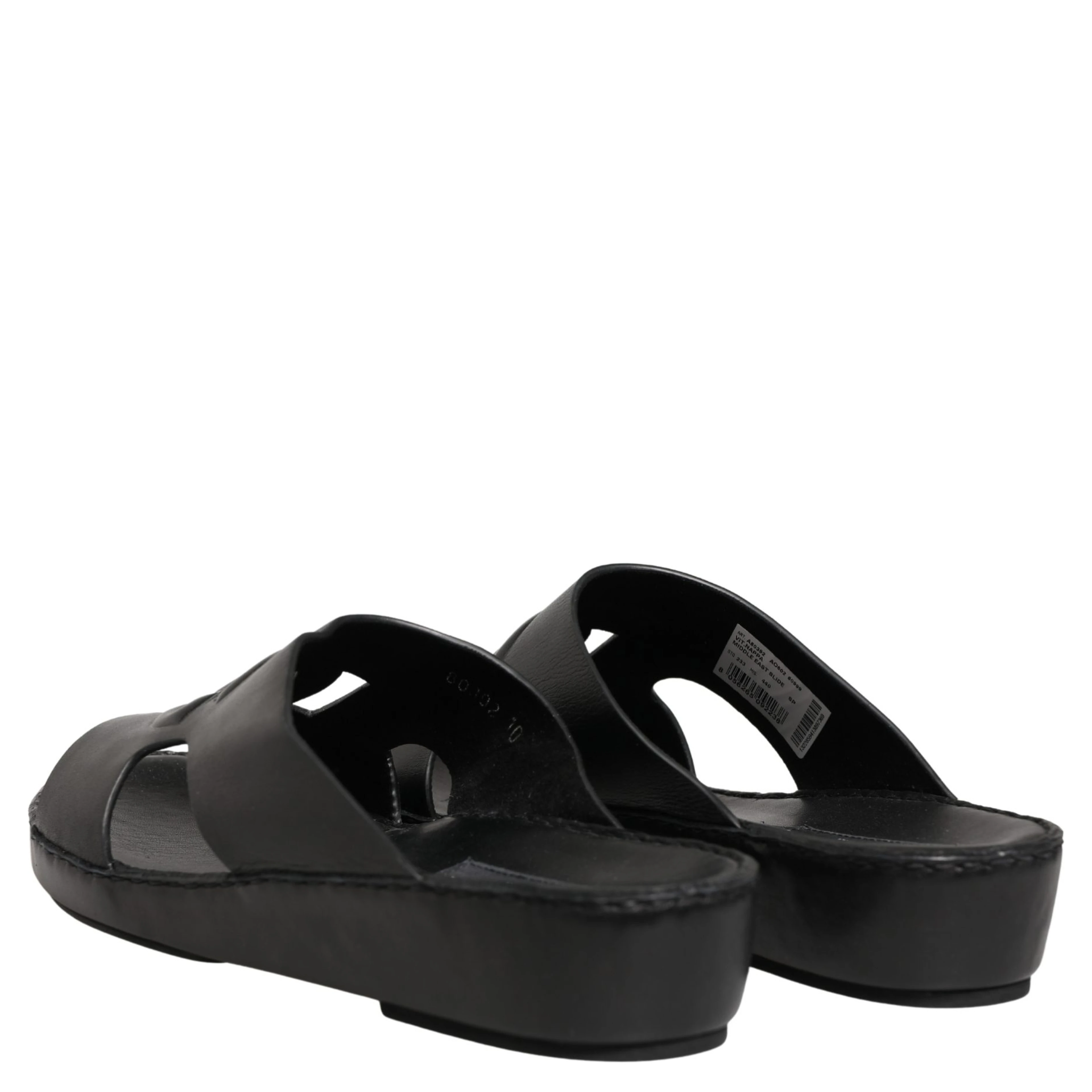 Black Leather Cutout DG Logo Sandals Shoes
