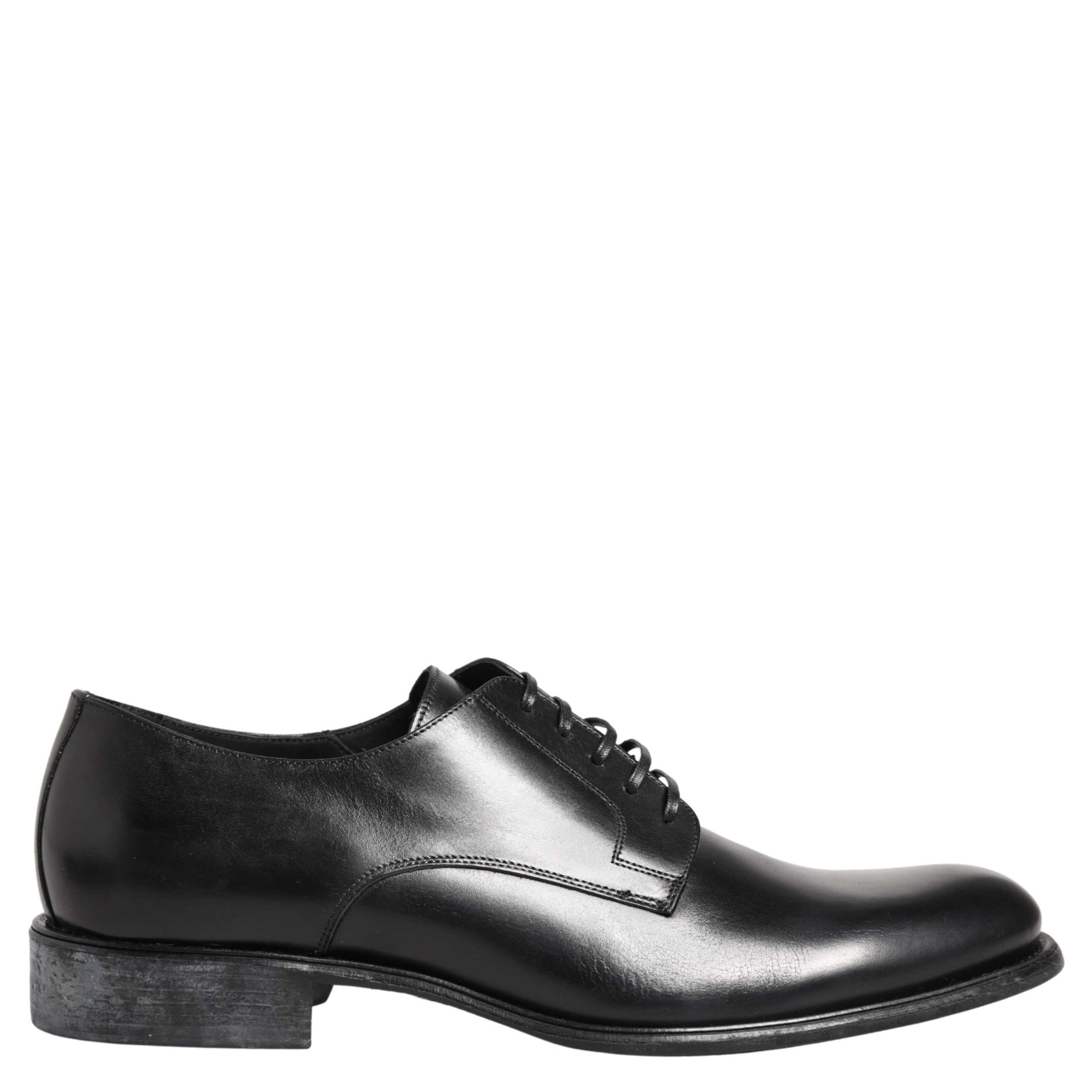 Black Calfskin Leather Derby Men Dress Shoes