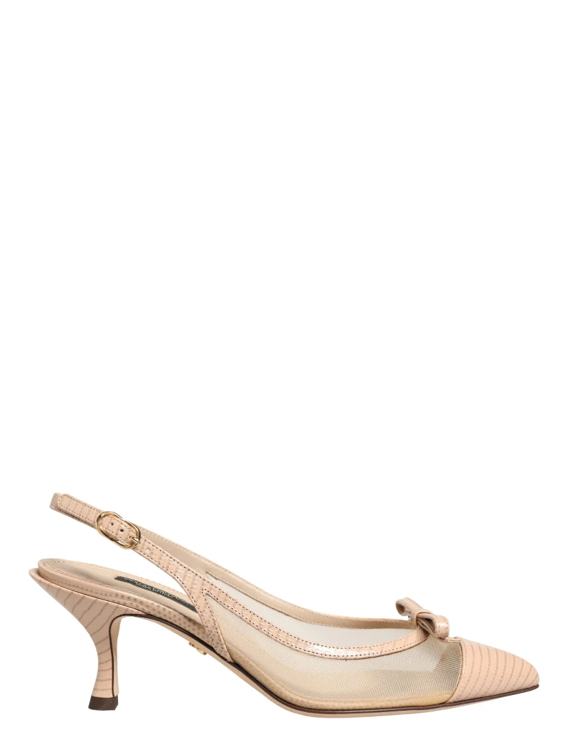 Beige Lori Mesh Leather Slingback Sandals Shoes
