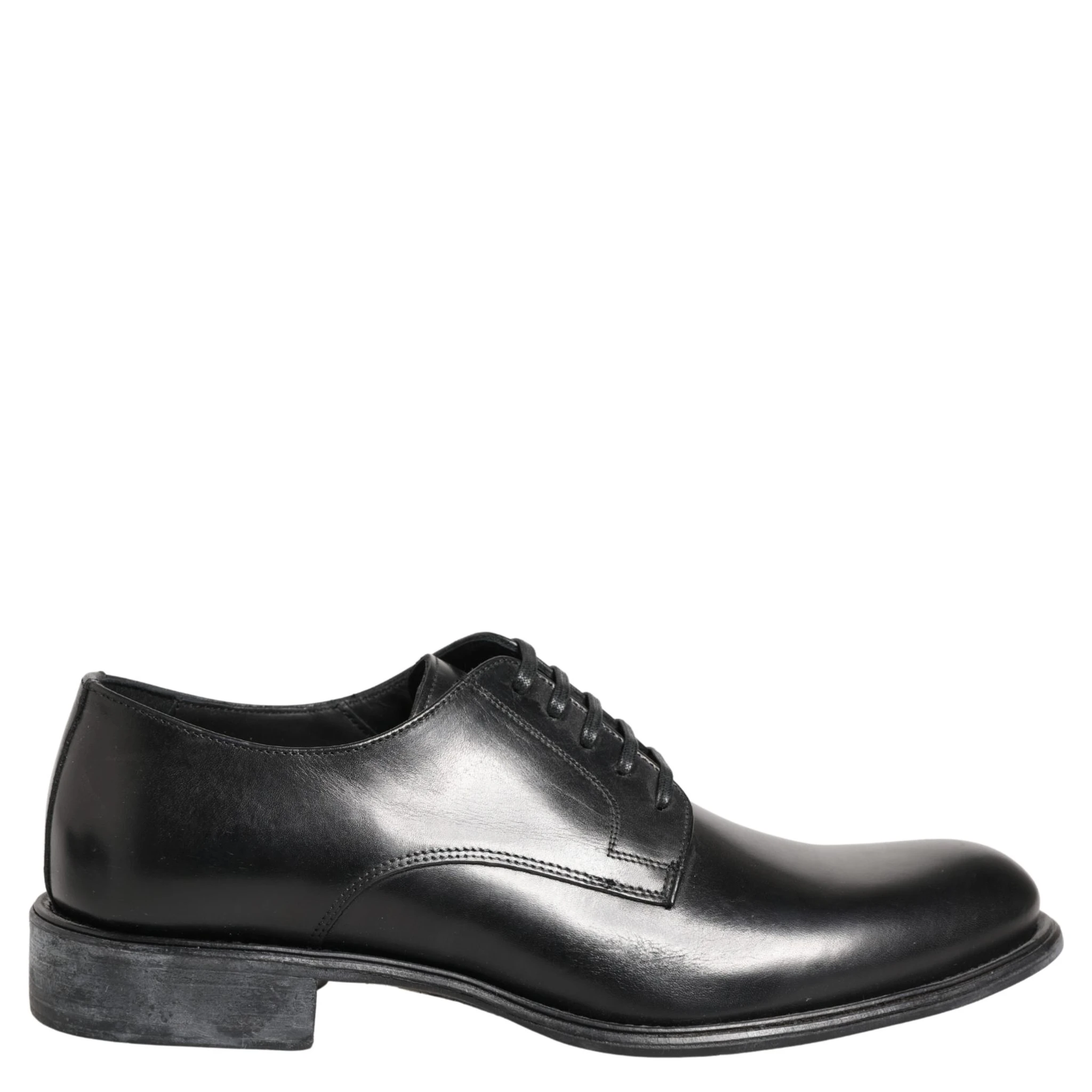 Black Calfskin Leather Derby Men Dress Shoes