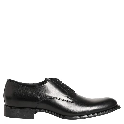 Black Calfskin Leather Derby Men Dress Shoes