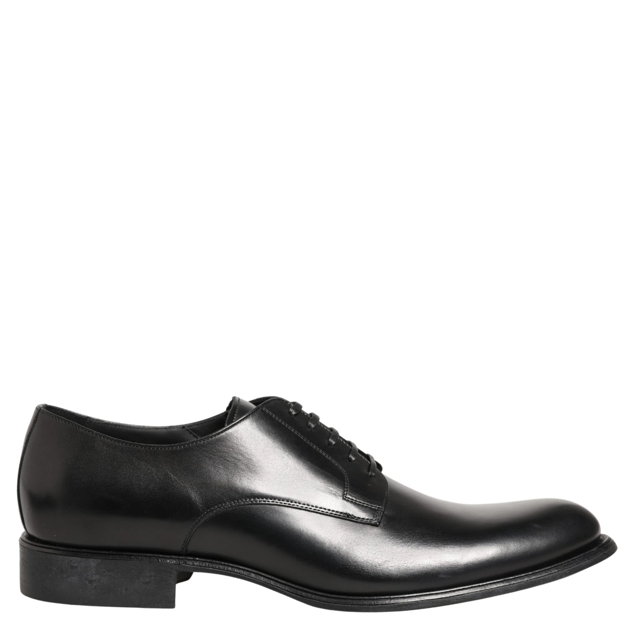 Black Calfskin Leather Derby Men Dress Shoes