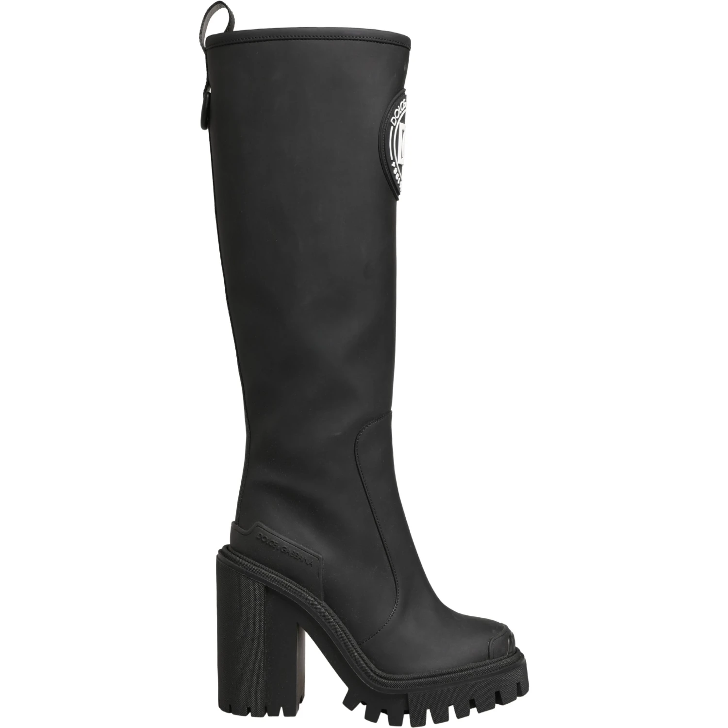 Black Rubberised Leather High Boots Shoes