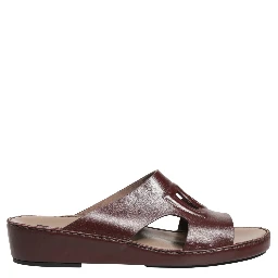 Maroon Leather Cutout DG Logo Sandals Shoes