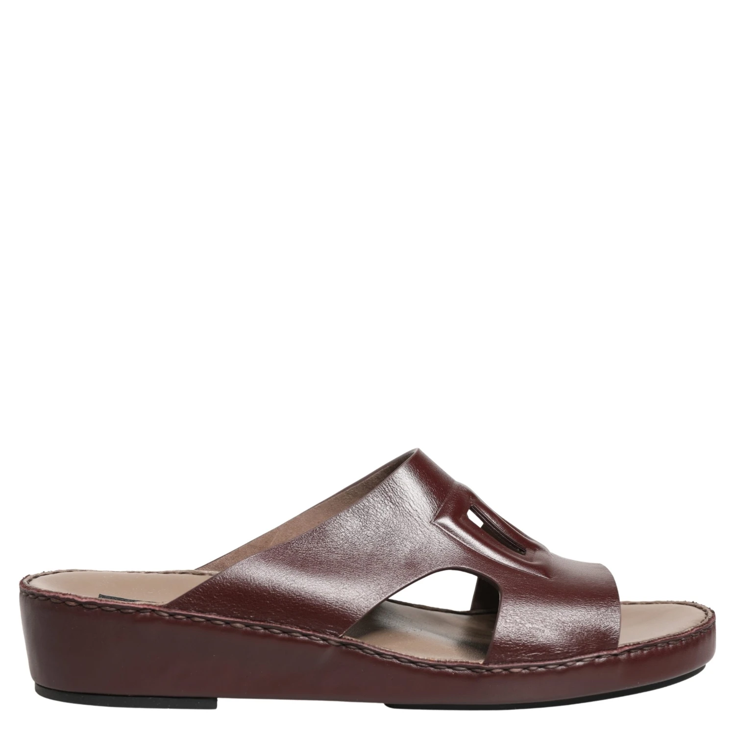 Maroon Leather Cutout DG Logo Sandals Shoes