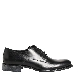 Black Calfskin Leather Derby Men Dress Shoes