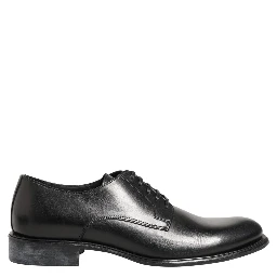 Black Calfskin Leather Derby Men Dress Shoes