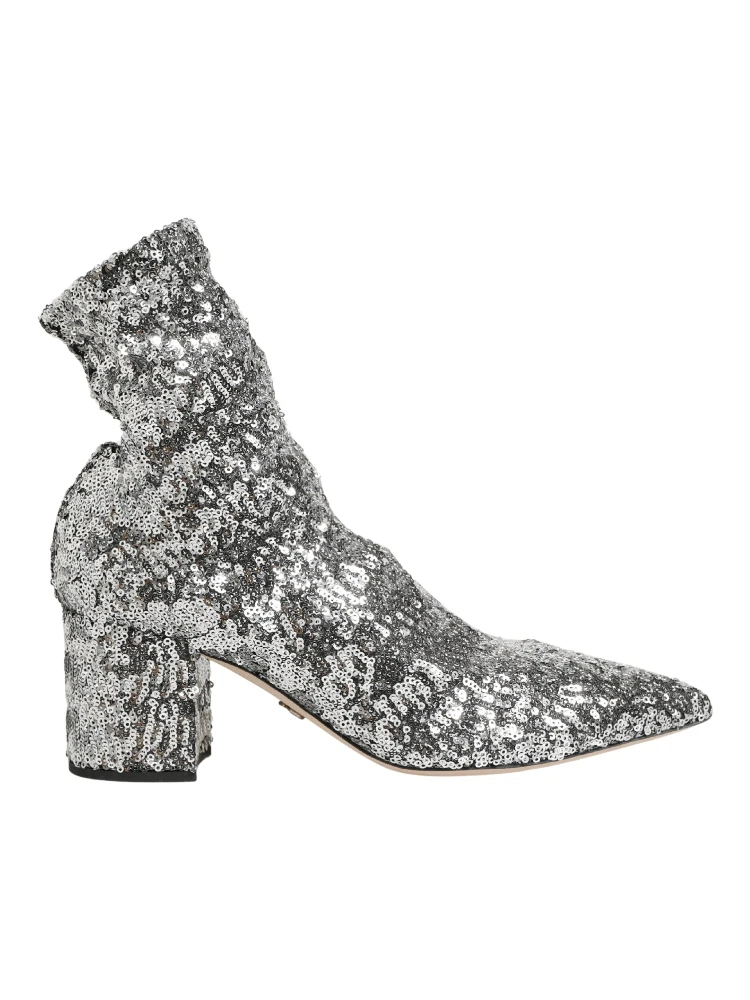 Silver Sequined Short Boots Stretch Shoes alternative