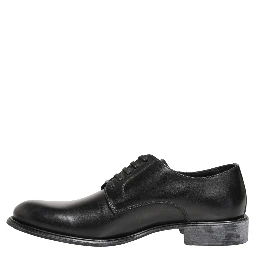 Black Calfskin Leather Derby Men Dress Shoes