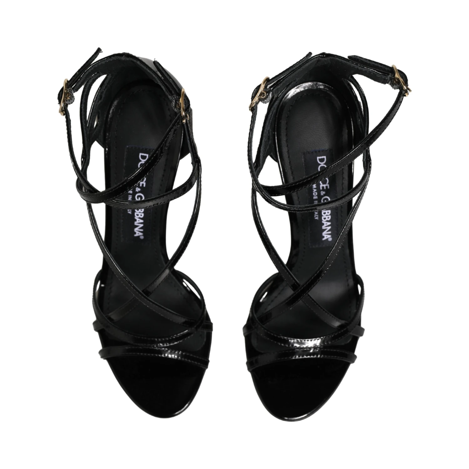 Black Leather Stiletto Heel Sandals Shoes