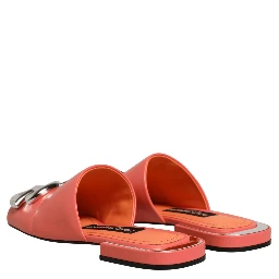 Orange DG Logo Leather Flats Sandals Shoes