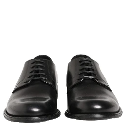 Black Calfskin Leather Derby Men Dress Shoes