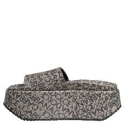 Gray Leather Monogram Logo Sandals Shoes