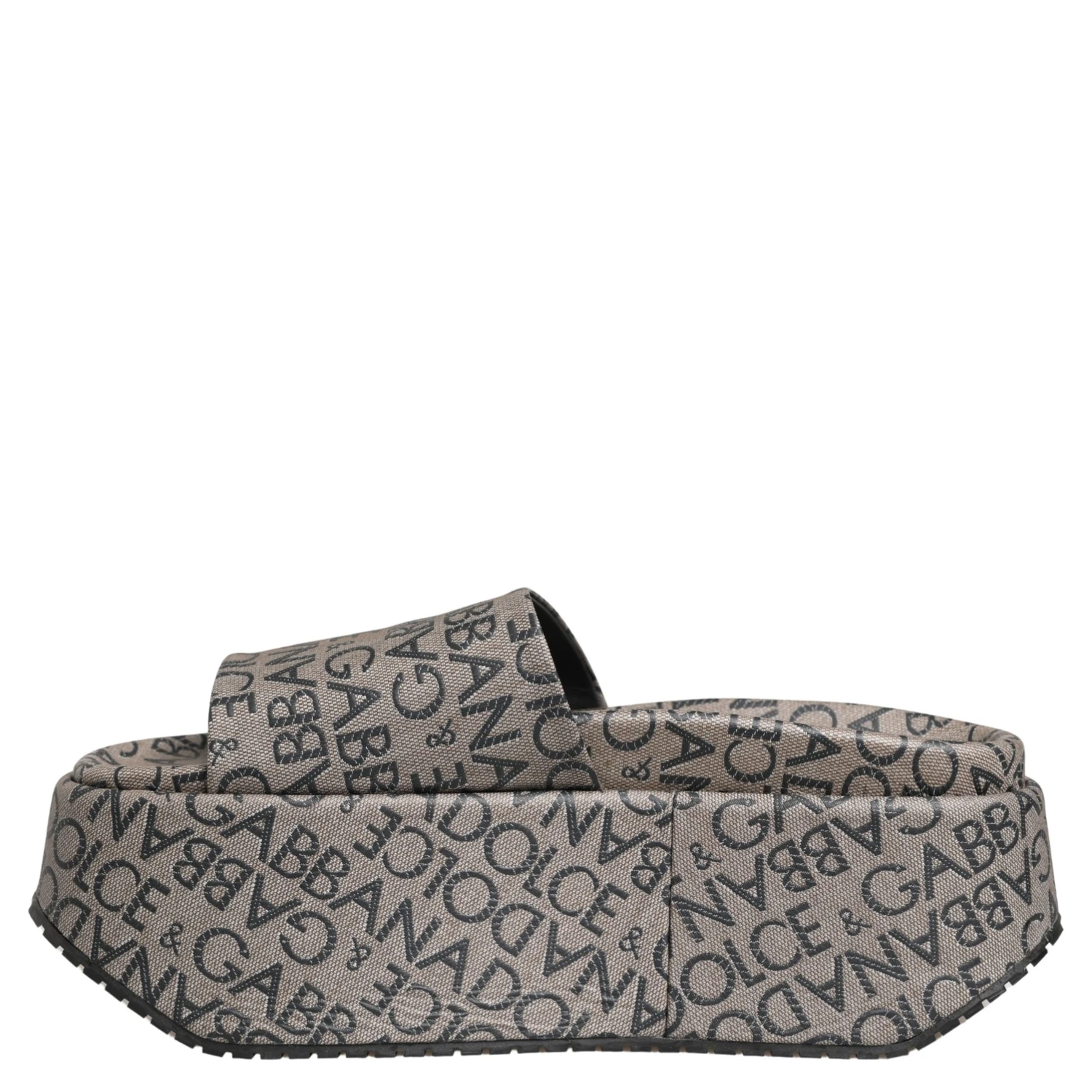 Gray Leather Monogram Logo Sandals Shoes