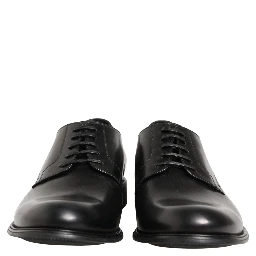 Black Calfskin Leather Derby Men Dress Shoes