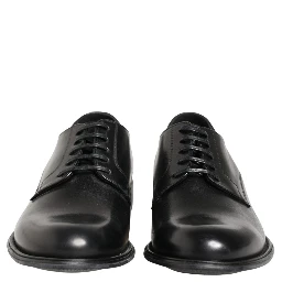 Black Calfskin Leather Derby Men Dress Shoes