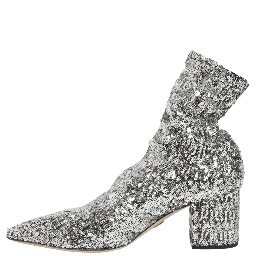 Silver Sequined Short Boots Stretch Shoes