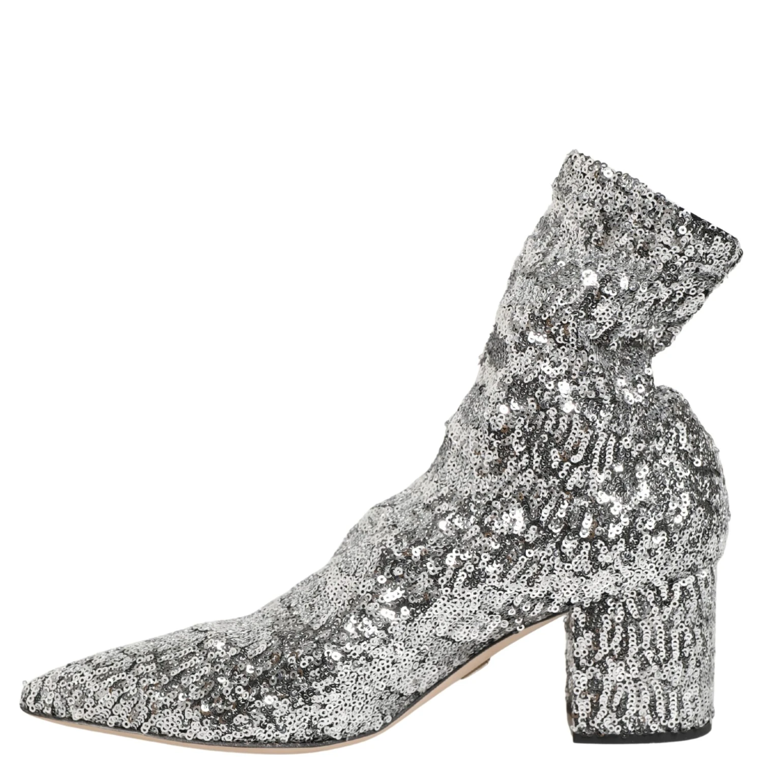 Silver Sequined Short Boots Stretch Shoes